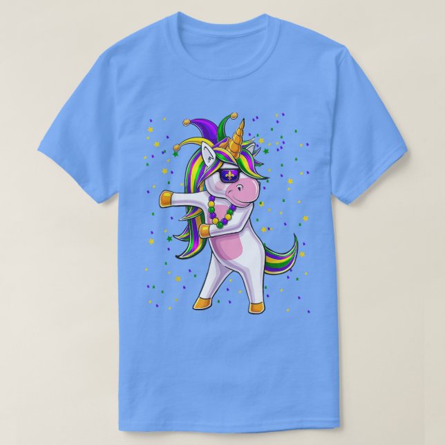 Camiseta Mardi Gras Flossing Unicorn Jester Hat  Unicorn Gi (Diseño del anverso)