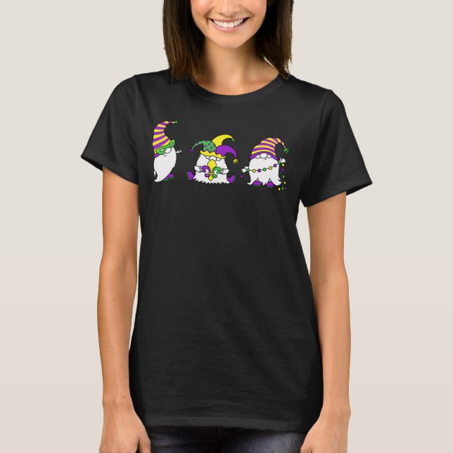 Camiseta Mardi Gras Gnome Trio Cute Carnival (Anverso)