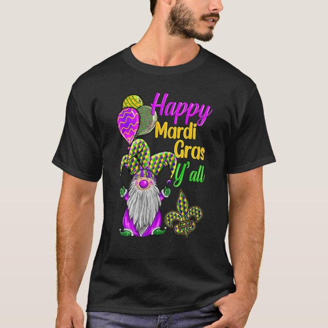 Camiseta Mardi Gras Gnomes Fleur De Lis Costume Carnaval Pa (Anverso)