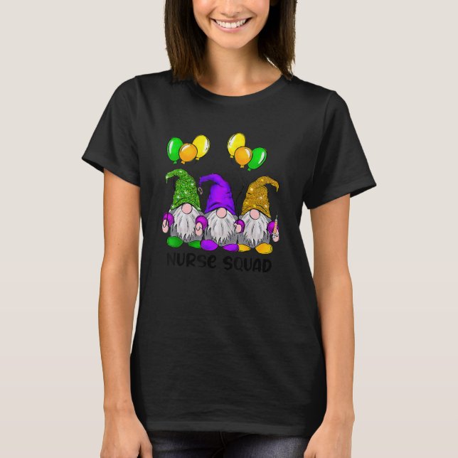Camiseta Mardi Gras Gnomes Nurse Squad Funny Carnival Tees (Anverso)