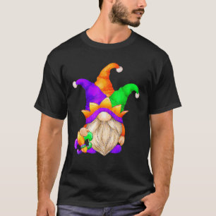 Camiseta Mardi Gras Gnomes sosteniendo la máscara amor Mard