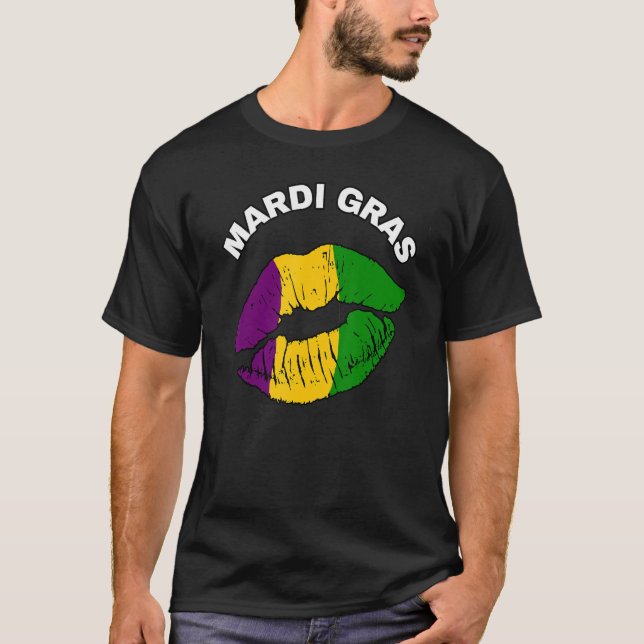 Camiseta Mardi Gras Gordo Martes Carnaval levanta bandera d (Anverso)