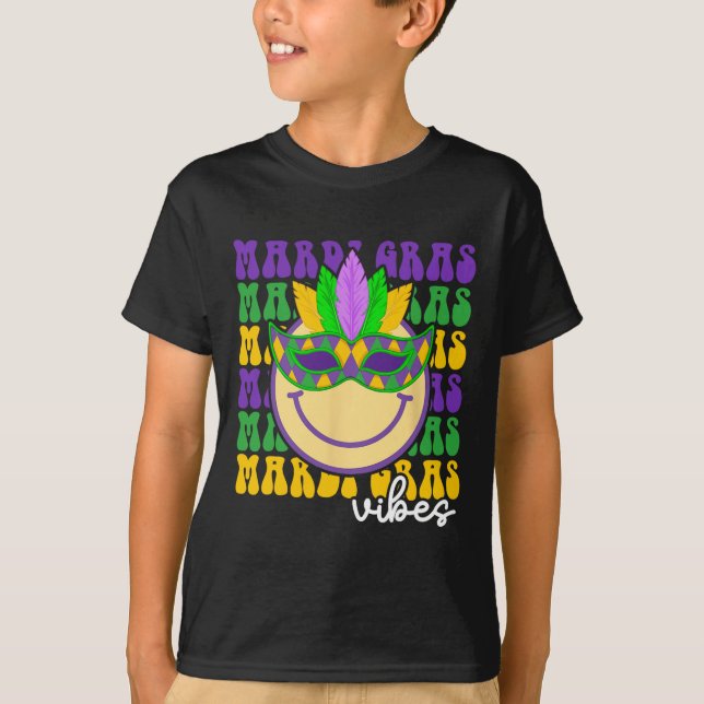 Camiseta Mardi Gras Groovy Sonríe Cara Con Mamáes Mardi Gra (Anverso)