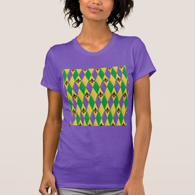 Camiseta Mardi Gras Harlequin Fleur De Lis (Anverso)