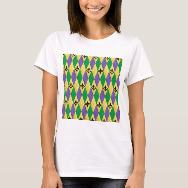 Camiseta Mardi Gras Harlequin Fleur De Lis (Anverso)