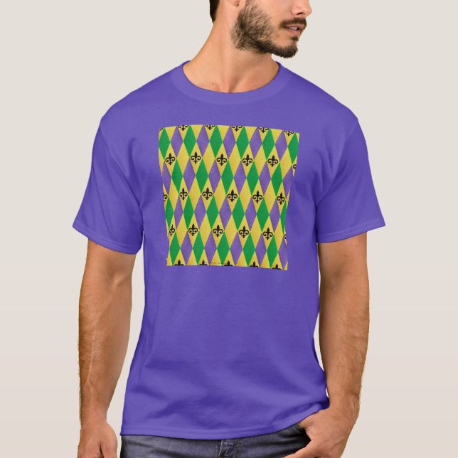 Camiseta Mardi Gras Harlequin Fleur De Lis (Anverso)