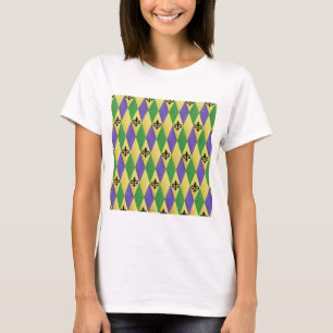 Camiseta Mardi Gras Harlequin Fleur De Lis