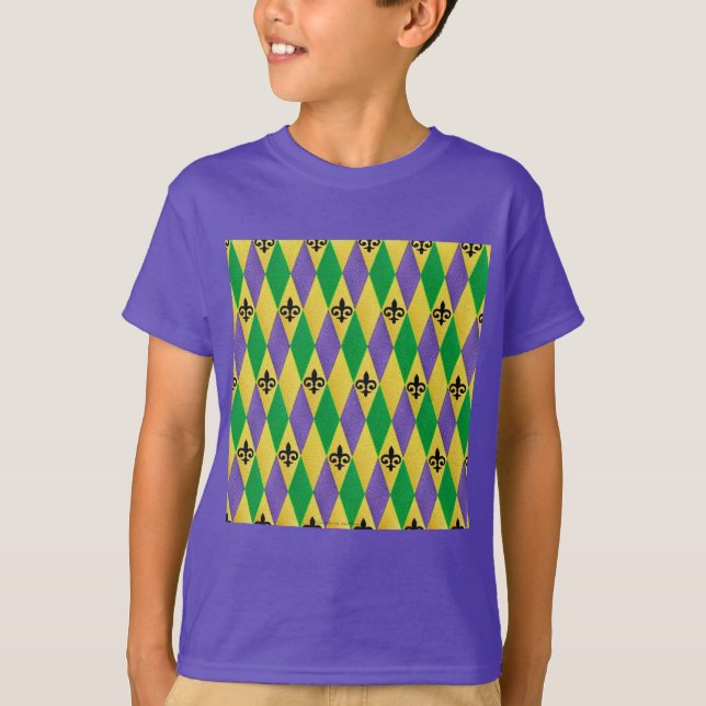 Camiseta Mardi Gras Harlequin Fleur De Lis (Anverso)