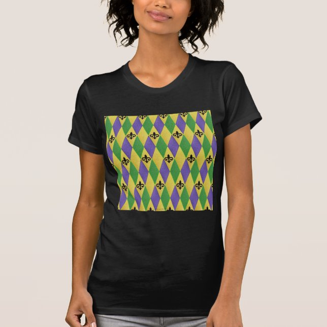 Camiseta Mardi Gras Harlequin Fleur De Lis (Anverso)
