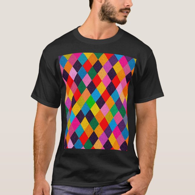 Camiseta MARDI GRAS HARLEQUIN PATTERN Rhombi colorido (Anverso)