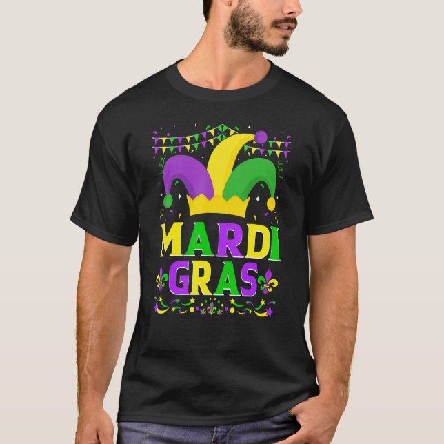 Camiseta Mardi Gras Hat  Mardi Gras Beads Bling Costume 1 (Anverso)