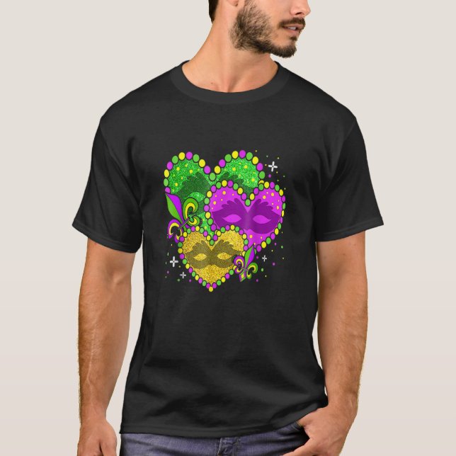 Camiseta Mardi Gras Heart Fleur De Lys Symbol Funny Mardi G (Anverso)