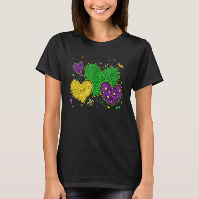 Camiseta Mardi Gras Hearts Love Mardi Gras Women Men Costum (Anverso)