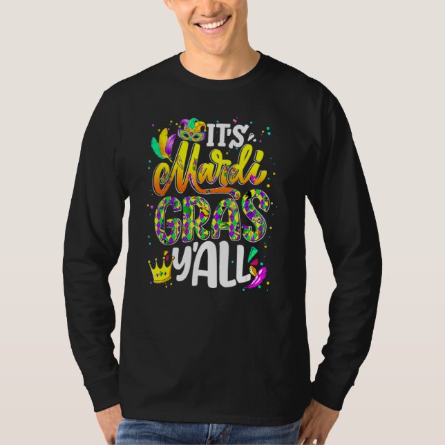 Camiseta Mardi Gras Its Mardi Gras Yall Women Men Mask Part (Anverso)