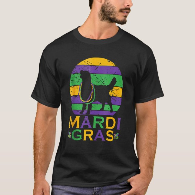 Camiseta Mardi Gras Jester Beads & Mask Golden Retriever (Anverso)