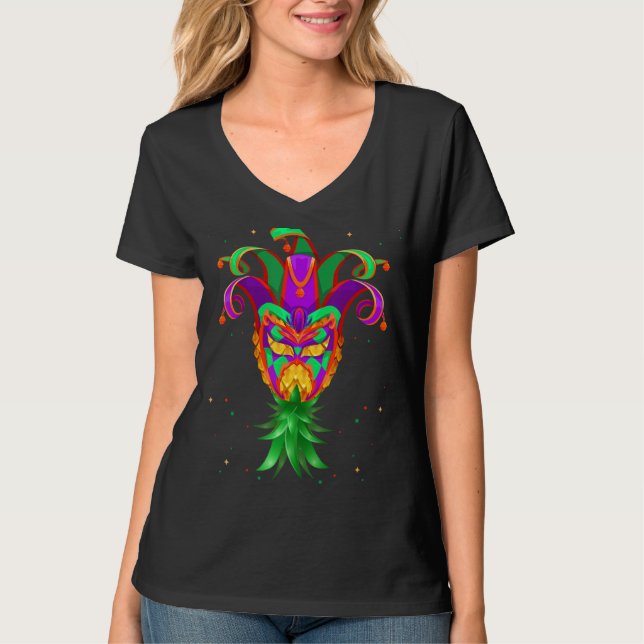 Camiseta Mardi Gras Jester Gorra Mask Swinger Upside Down P (Anverso)