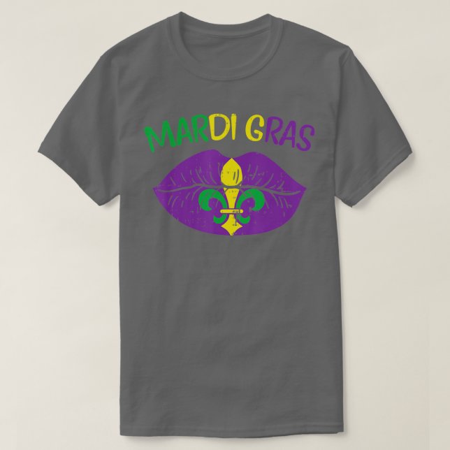 Camiseta Mardi Gras Jester Gorra Purple Lips Funny Mardi Gr (Diseño del anverso)