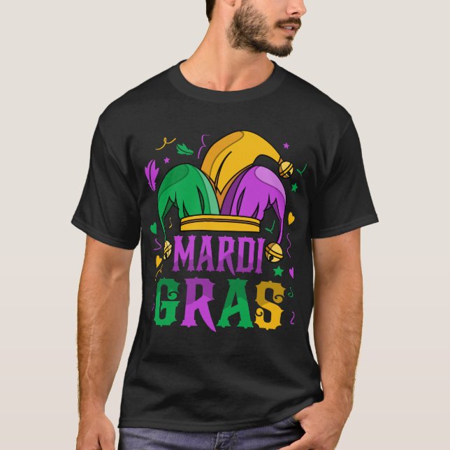 Camiseta Mardi Gras Jester Hat Carnival Celebration (Anverso)