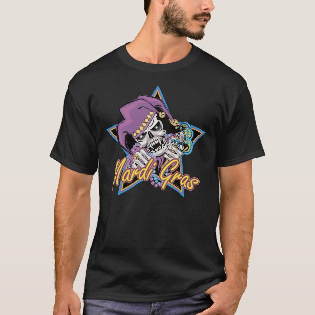 Camiseta Mardi Gras Jester Skull (Anverso)