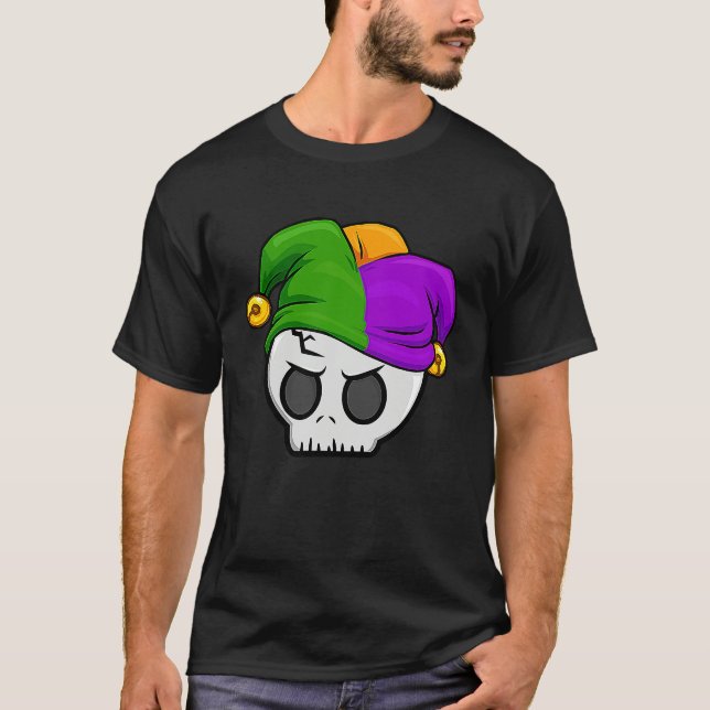 Camiseta Mardi Gras Jester Skull  New Orleans Carnival Para (Anverso)