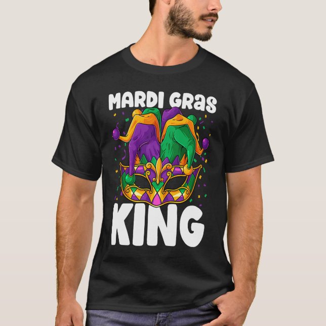 Camiseta Mardi Gras King Costume Jester Outfit Kids Boy Men (Anverso)