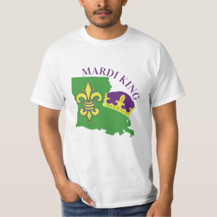 Camiseta Mardi Gras King Louisiana Crown & Fleur De Lis