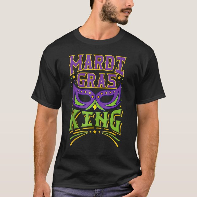 Camiseta Mardi Gras King Parejas Divertidas Rey O Reina Más (Anverso)