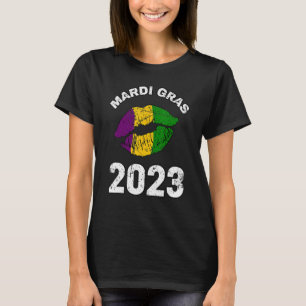 Camiseta Mardi Gras Kiss Lip Lip Fat Martes Discurso de Car
