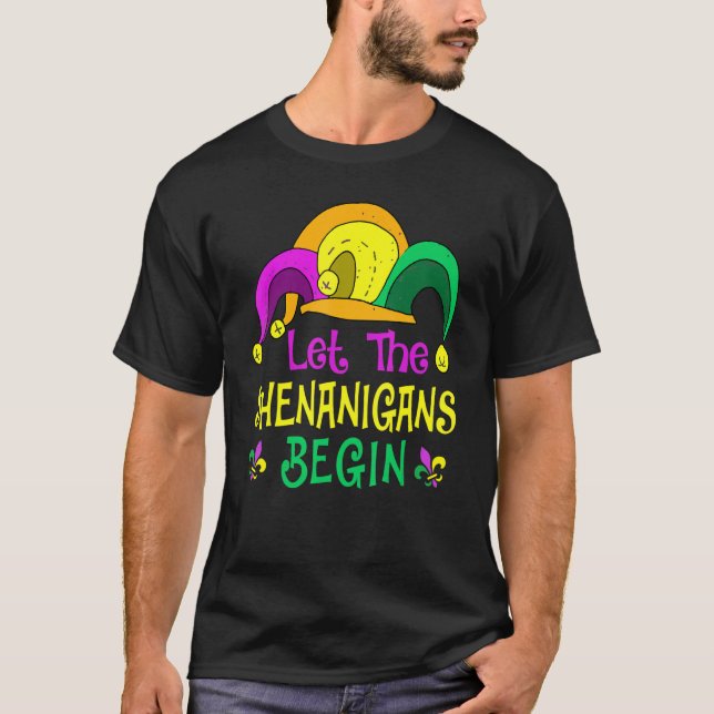 Camiseta Mardi Gras Let The Shenanigan Begin Jester Hat Kid (Anverso)