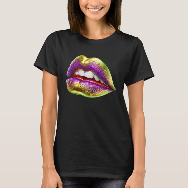 Camiseta Mardi Gras levanta morado verde y oro (Anverso)