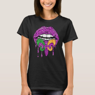 Camiseta Mardi Gras Lip Púrpura Verde Y Amarillo_1
