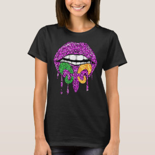 Camiseta Mardi Gras Lip Púrpura Verde Y Amarillo_2
