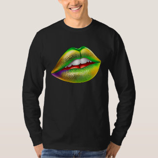Camiseta Mardi Gras Lips Green Purple & Gold 1