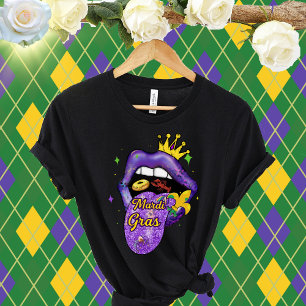 Camiseta Mardi Gras Lips-Mardi Gras Beads Fat-Mardi Gras