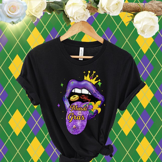 Camiseta Mardi Gras Lips-Mardi Gras Beads Fat-Mardi Gras (Subido por el creador)