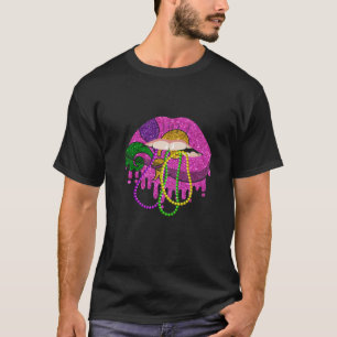 Camiseta Mardi Gras Lips Queen Costume púrpura