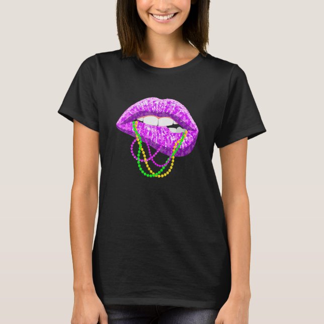 Camiseta Mardi Gras Lips Women Festival Party Costume Outfi (Anverso)