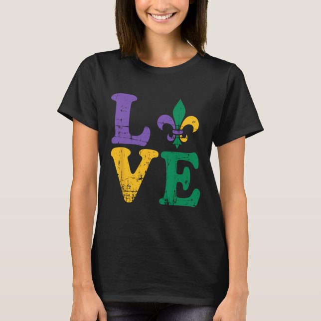 Camiseta Mardi Gras Love Fleur De Lis (Anverso)