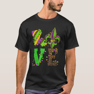 Camiseta Mardi Gras Love Fleur De Lis Leopard Costume