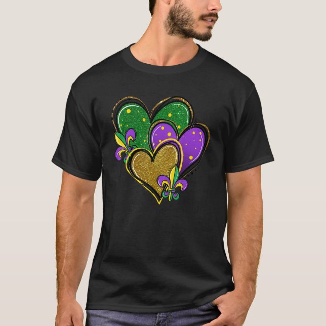 Camiseta Mardi Gras Love Hearts Carnaval desfilando máscara (Anverso)