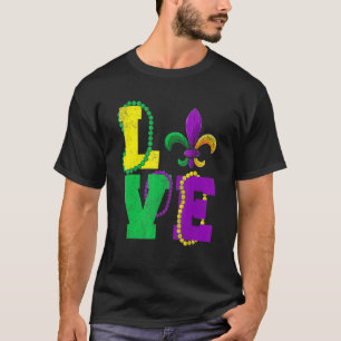 Camiseta Mardi Gras Love Vintage Fleur De Lys Apparet, Homb