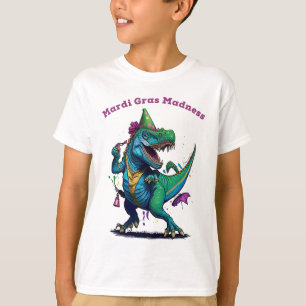 Camiseta Mardi Gras Madness T Rex Dinosaur Bead Mardi Grawr