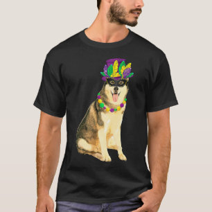 Camiseta Mardi Gras Máscara de disfraces Perro Husky Siberi