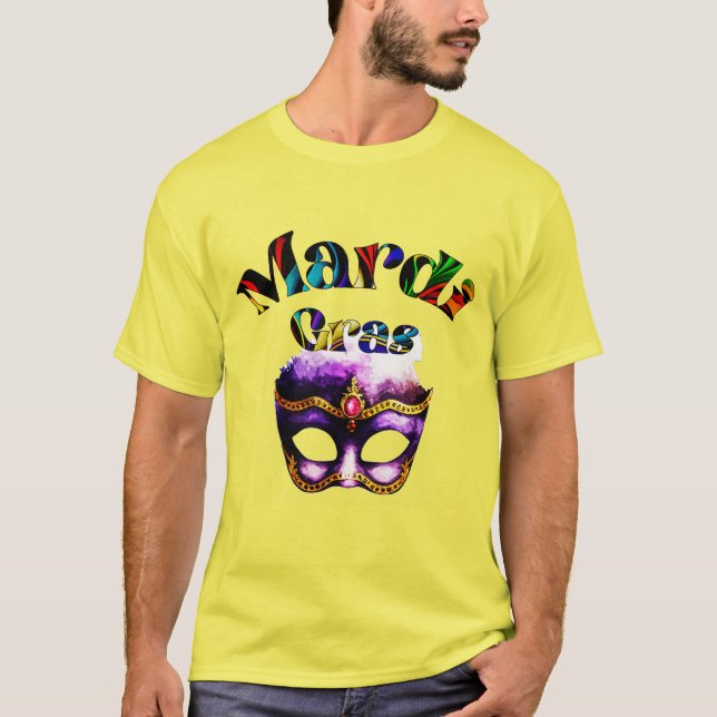 Camiseta Mardi Gras - Máscara púrpura Grasa Martes Nueva Or (Anverso)