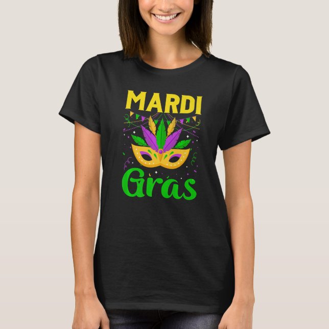 Camiseta Mardi Gras Mask Beads Carnaval vestuario New Orlea (Anverso)