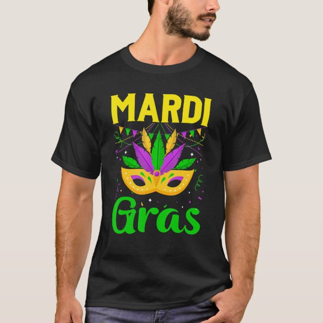 Camiseta Mardi Gras Mask Beads Carnaval vestuario New Orlea (Anverso)