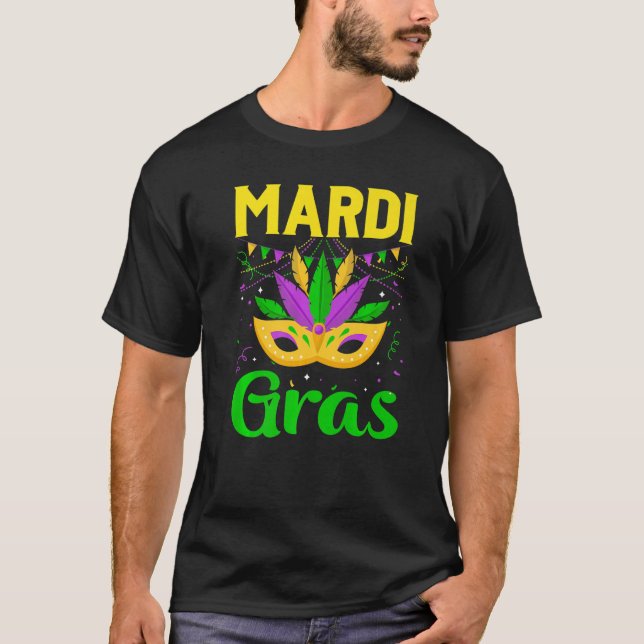 Camiseta Mardi Gras Mask Beads Carnival Costume New Orleans (Anverso)