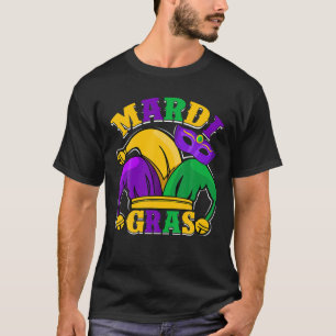 Camiseta Mardi Gras Mask Beads Funny Carnival Fiesta Mujere