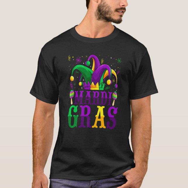 Camiseta Mardi Gras Mask Beads Funny Carnival Fiesta New Or (Anverso)