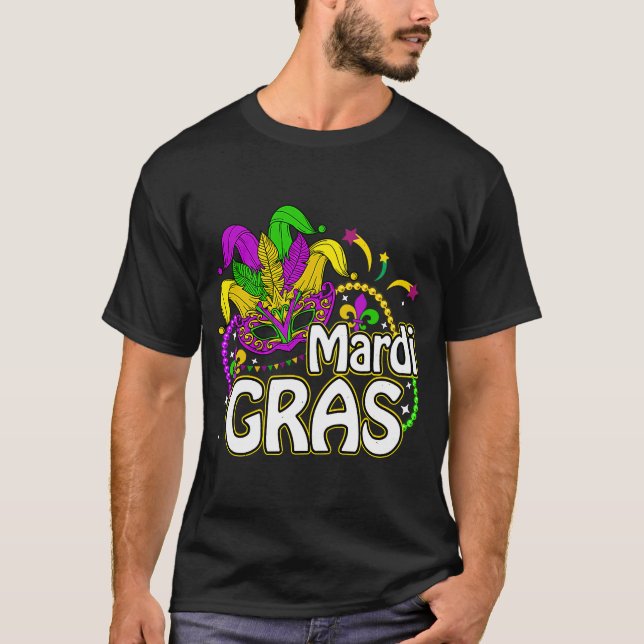 Camiseta Mardi Gras Mask Beads New Orleans Festival Fiesta  (Anverso)